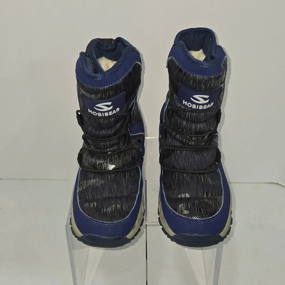 Hobibear AW3771 Navy Blue Gray Padded Faux Fur Lined Winter Snow Boots